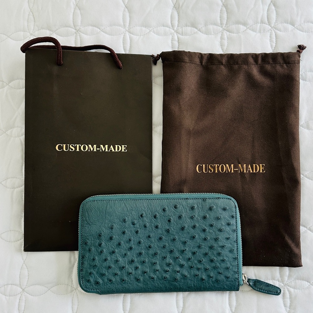 Teal Ostrich Leather Wallet